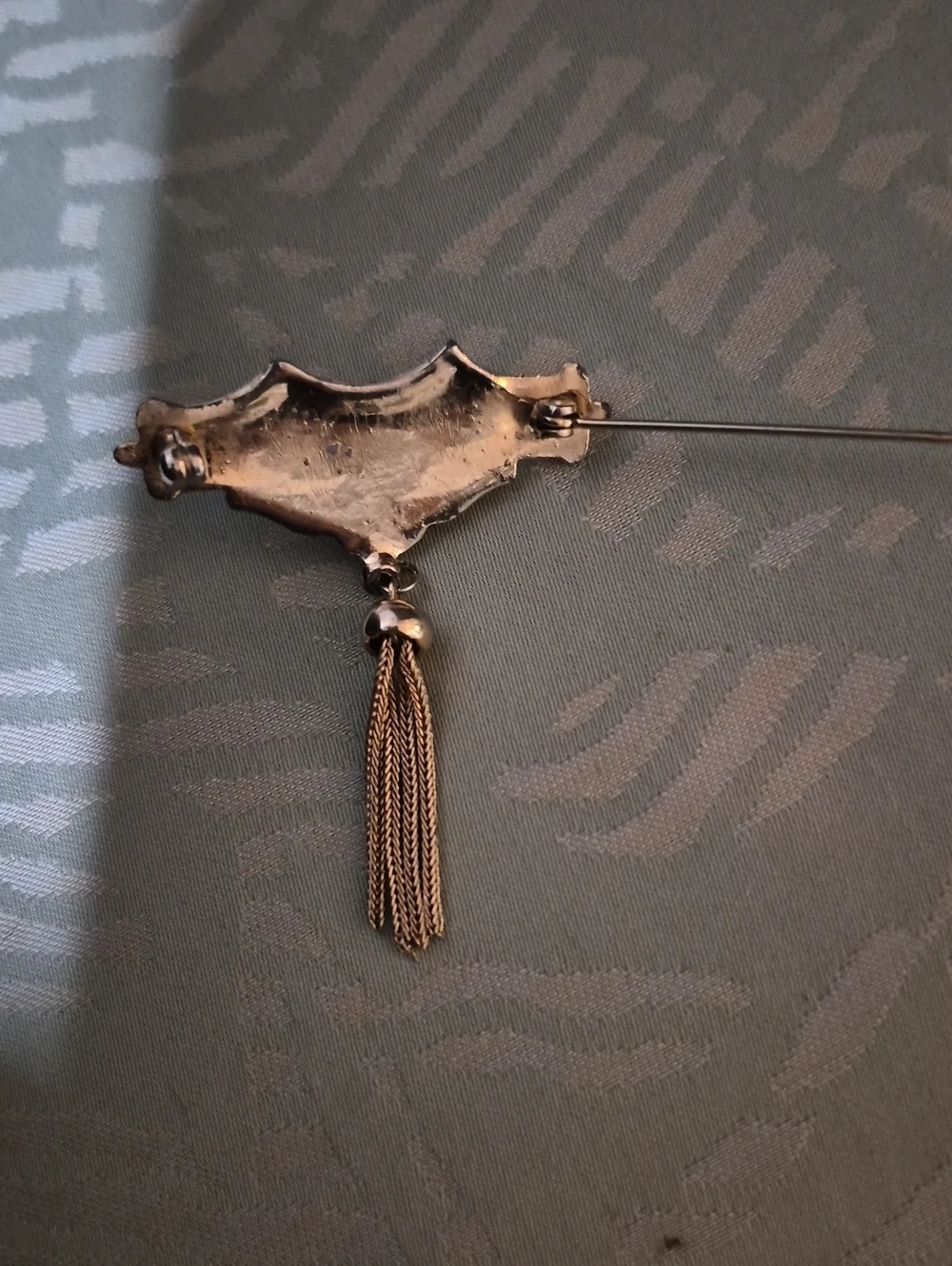 Vintage Gold-Tone Victorian Revival Chatelaine Tassel Brooch Pin